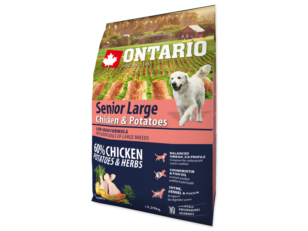 ONTARIO Senior Large Chicken & Potatoes & Herbs 2,25 kg z kategorie Chovatelské potřeby a krmiva pro psy > Krmiva pro psy > Granule pro psy