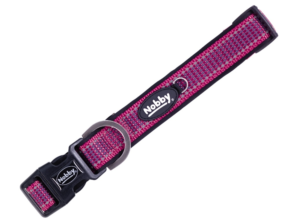 Nobby KALEA obojek nylon reflexní malina M-L 50-65cm z kategorie Chovatelské potřeby a krmiva pro psy > Obojky, vodítka a postroje pro psy > Obojky pro psy