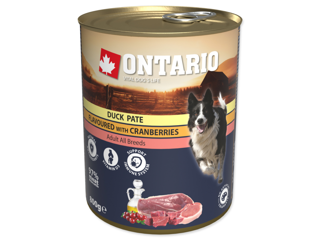 Konzerva ONTARIO Duck Pate Flavoured With Cranberries 800 g z kategorie Chovatelské potřeby a krmiva pro psy > Krmiva pro psy > Konzervy pro psy