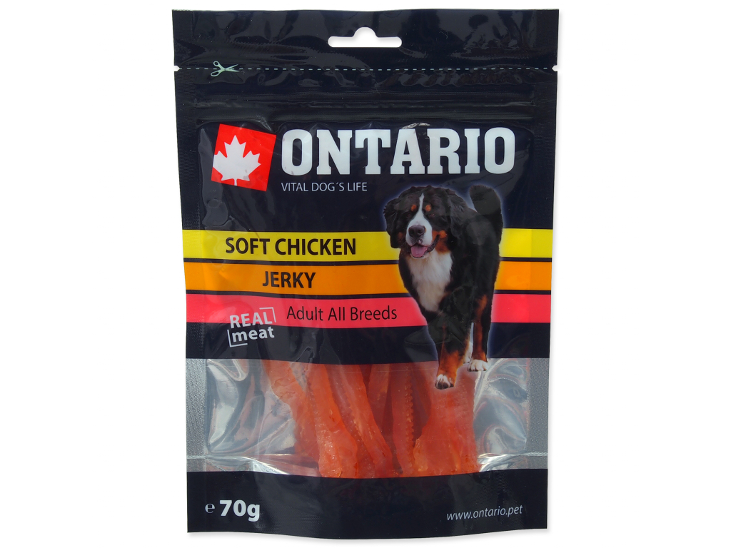 Snack ONTARIO Dog Soft Chicken Jerky 70 g z kategorie Chovatelské potřeby a krmiva pro psy > Pamlsky pro psy > Sušená masíčka pro psy