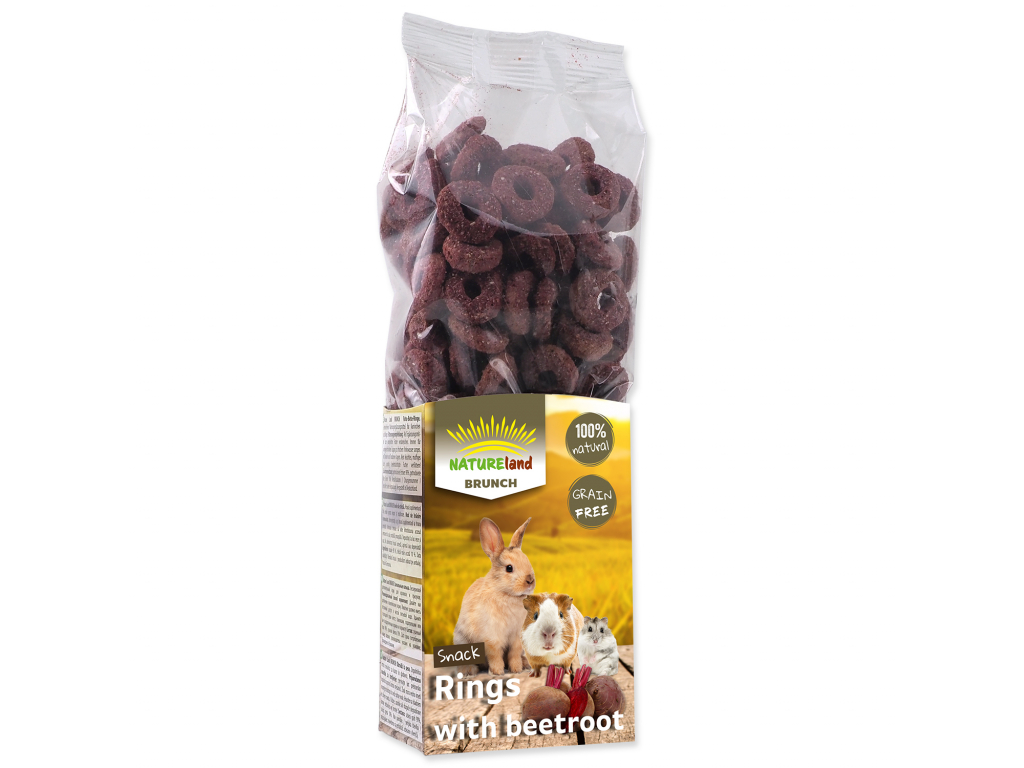 Pochoutka NATURE LAND Brunch řepové kroužky 105 g z kategorie Chovatelské potřeby a krmiva pro hlodavce a malá zvířata > Pamlsky pro hlodavce