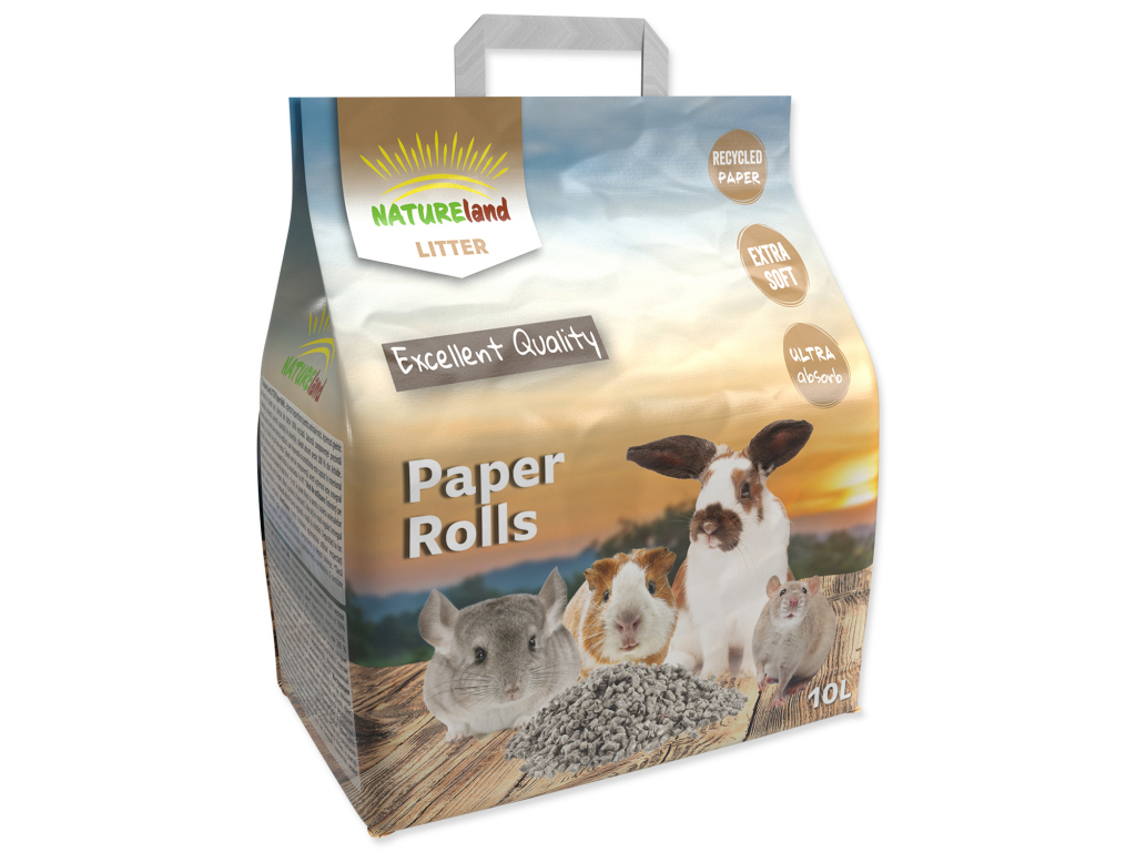 Podestýlka NATURE LAND Paper Rolls 10 l z kategorie Chovatelské potřeby a krmiva pro hlodavce a malá zvířata > Podestýlky a steliva pro hlodavce