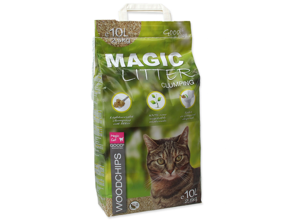 Kočkolit MAGIC CAT Litter Woodchips 10l 2,5 kg z kategorie Chovatelské potřeby a krmiva pro kočky > Toalety, steliva pro kočky > Steliva kočkolity pro kočky