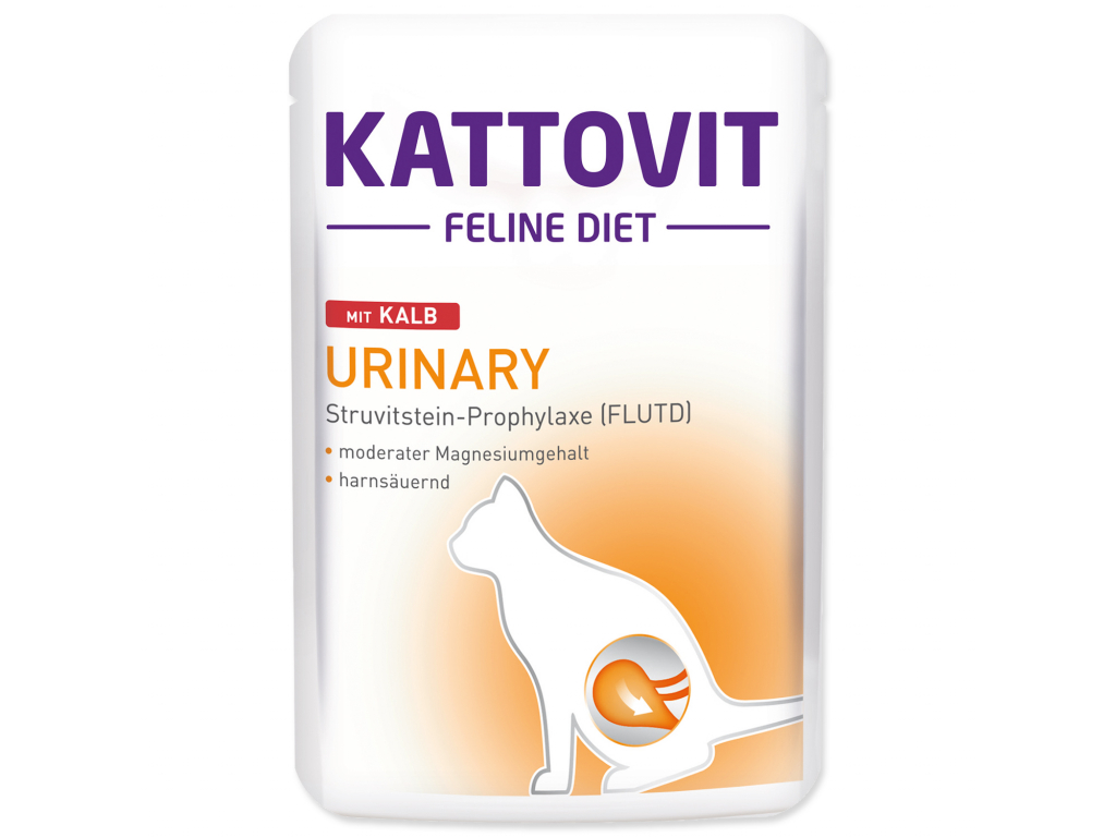 Kapsička KATTOVIT Urinary telecí 85 g z kategorie Chovatelské potřeby a krmiva pro kočky > Krmivo a pamlsky pro kočky > Kapsičky pro kočky