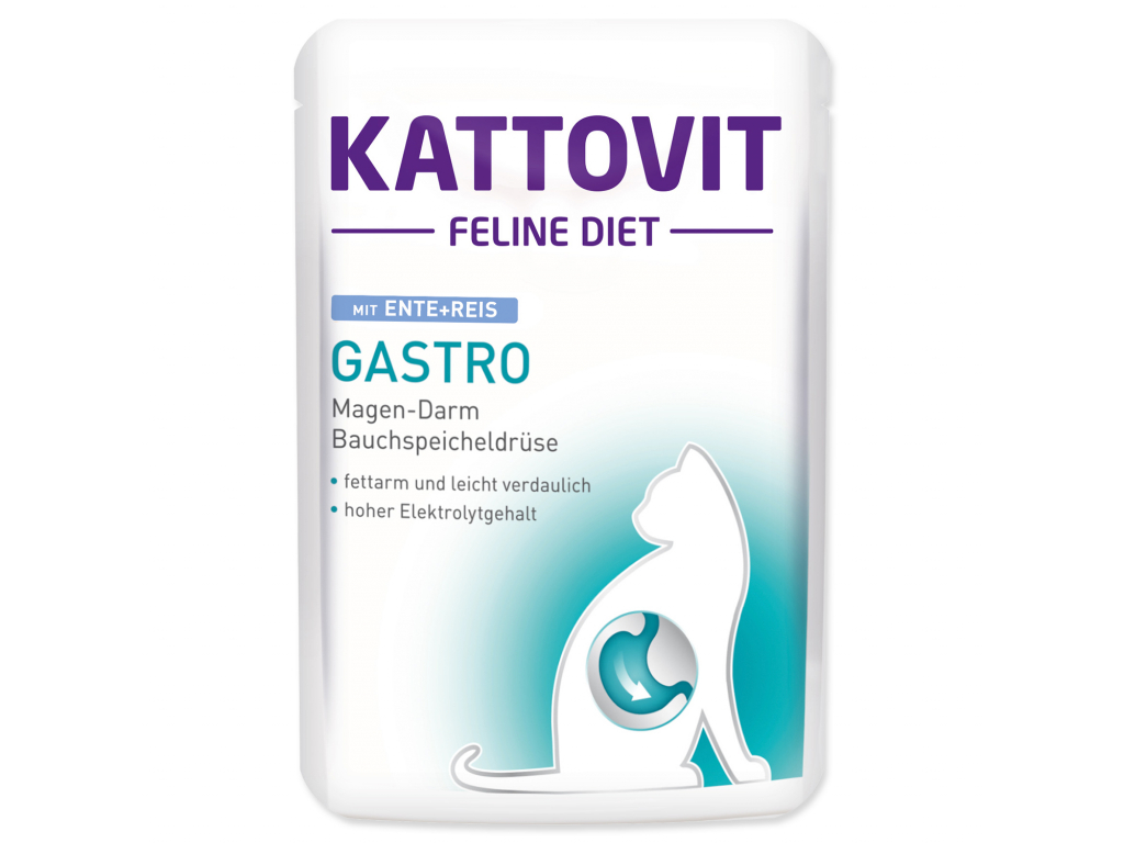 Kapsička KATTOVIT Gastro kachna + rýže 85 g z kategorie Chovatelské potřeby a krmiva pro kočky > Krmivo a pamlsky pro kočky > Kapsičky pro kočky