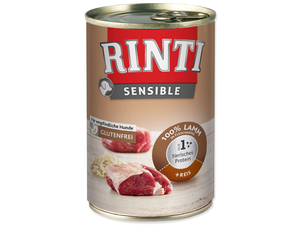 Konzerva RINTI Sensible jehně + rýže 400 g z kategorie Chovatelské potřeby a krmiva pro psy > Krmiva pro psy > Konzervy pro psy