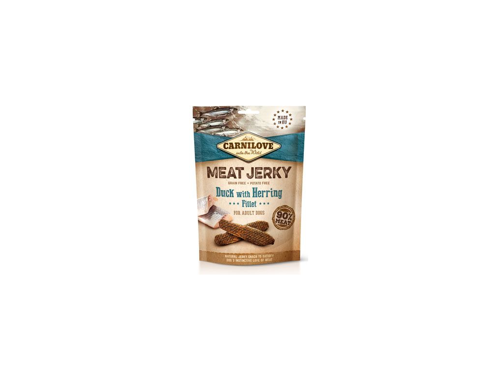 Carnilove Dog Jerky Duck & Herring Fillet 100g z kategorie Chovatelské potřeby a krmiva pro psy > Pamlsky pro psy > Sušená masíčka pro psy