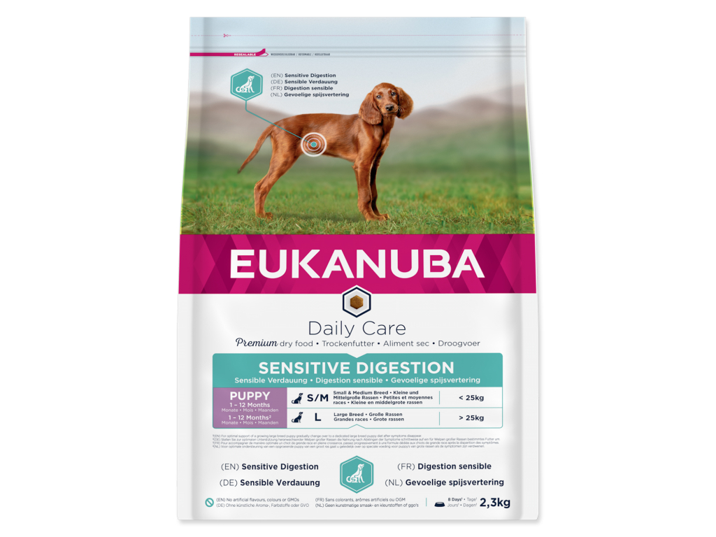 EUKANUBA Daily Care Puppy Sensitive Digestion 2,3 kg z kategorie Chovatelské potřeby a krmiva pro psy > Krmiva pro psy > Granule pro psy
