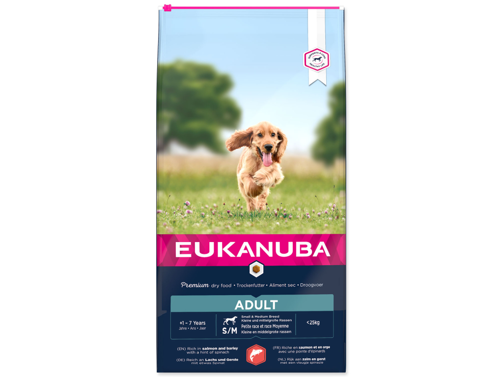 EUKANUBA Adult Small & Medium Breed Salmon 12 kg z kategorie Chovatelské potřeby a krmiva pro psy > Krmiva pro psy > Granule pro psy