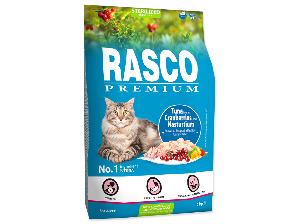 52791 1 rasco premium cat kibbles sterilized tuna cranberries nasturtium 2 kg z kategorie chovatelske potreby a krmiva pro kocky krmivo a pamlsky pro kocky granule pro kocky