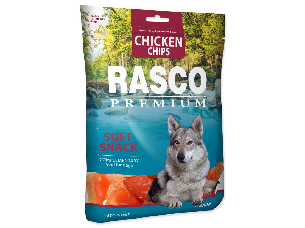 Pochoutka RASCO Premium plátky s kuřecím masem 230 g z kategorie Chovatelské potřeby a krmiva pro psy > Pamlsky pro psy > Sušená masíčka pro psy