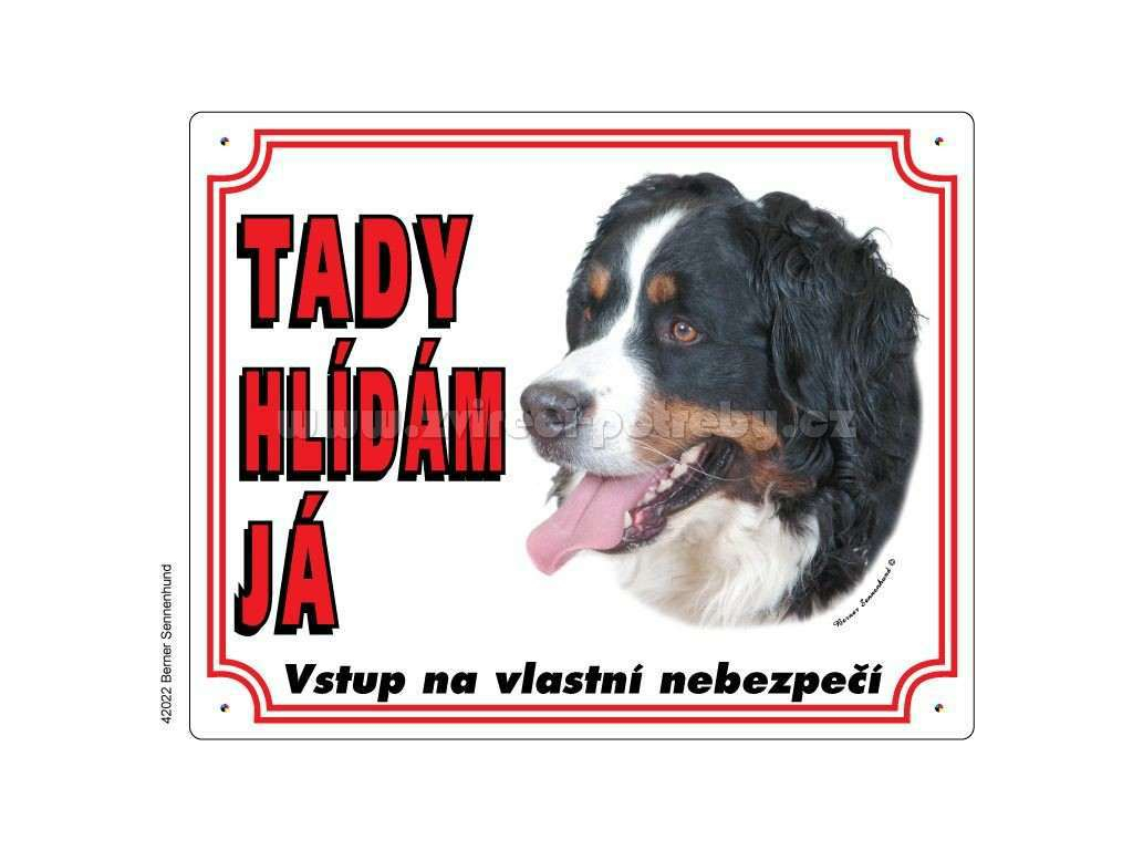 Výstražná plastová tabulka na plot Bérnský salašnický pes z kategorie Chovatelské potřeby a krmiva pro psy > Tabulky, samolepky > Psí tabulky na plot