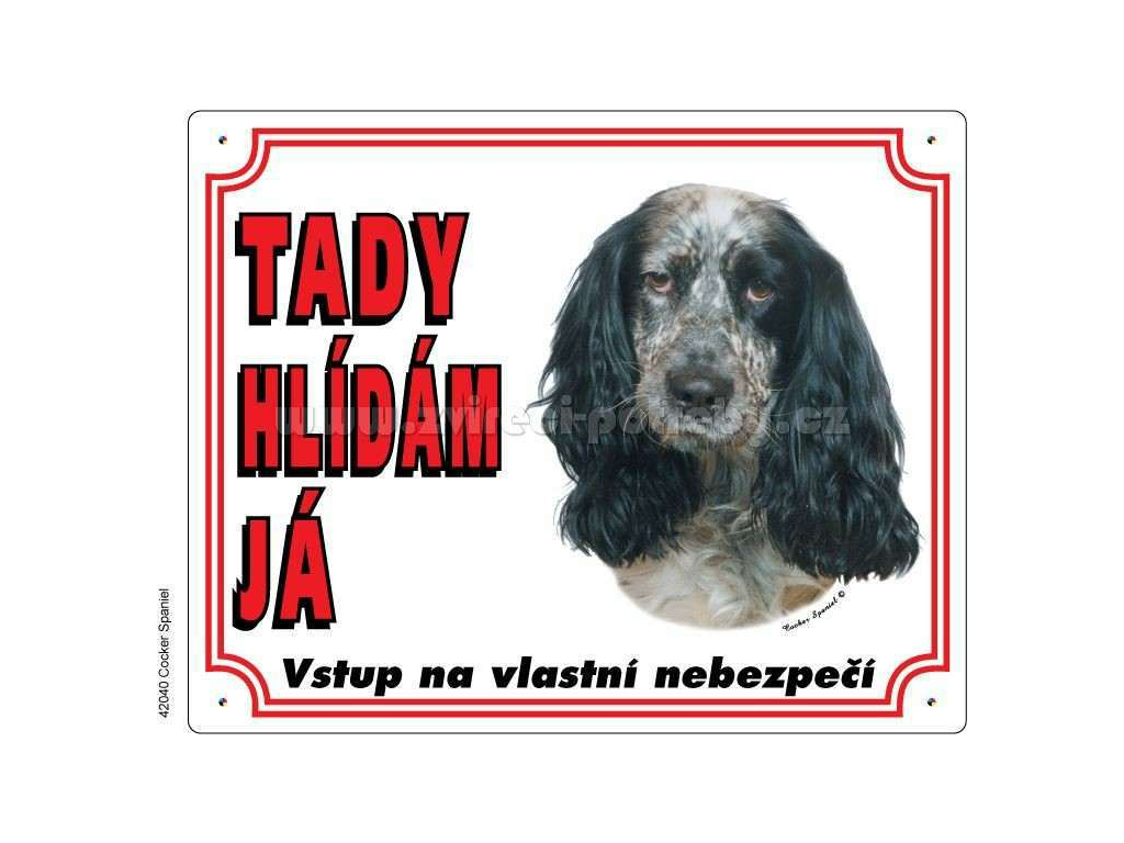 Výstražná plastová tabulka na plot Anglický kokršpaněl z kategorie Chovatelské potřeby a krmiva pro psy > Tabulky, samolepky > Psí tabulky na plot