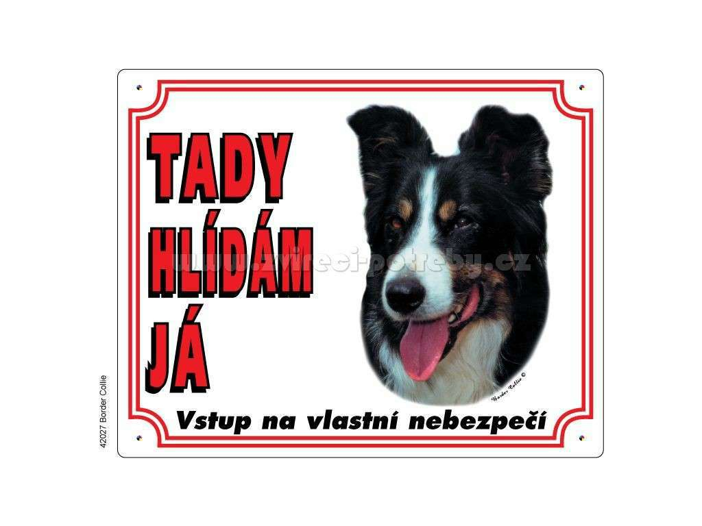 Výstražná plastová tabulka na plot Border Kolie z kategorie Chovatelské potřeby a krmiva pro psy > Tabulky, samolepky > Psí tabulky na plot