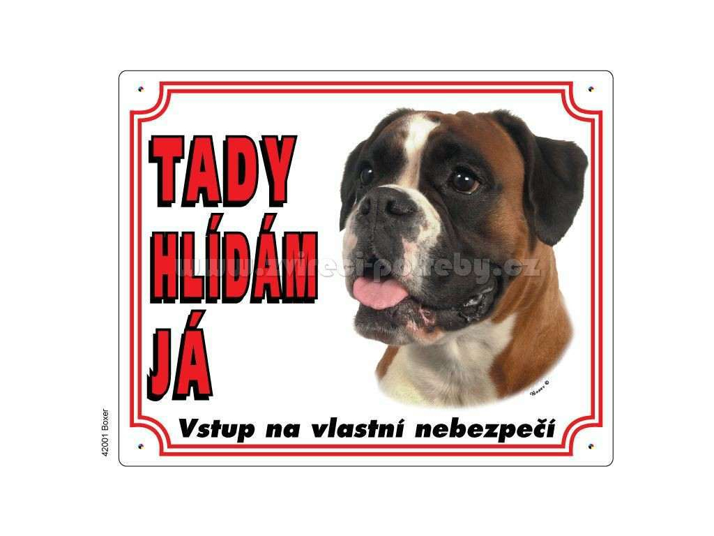 Výstražná plastová tabulka na plot Boxer z kategorie Chovatelské potřeby a krmiva pro psy > Tabulky, samolepky > Psí tabulky na plot