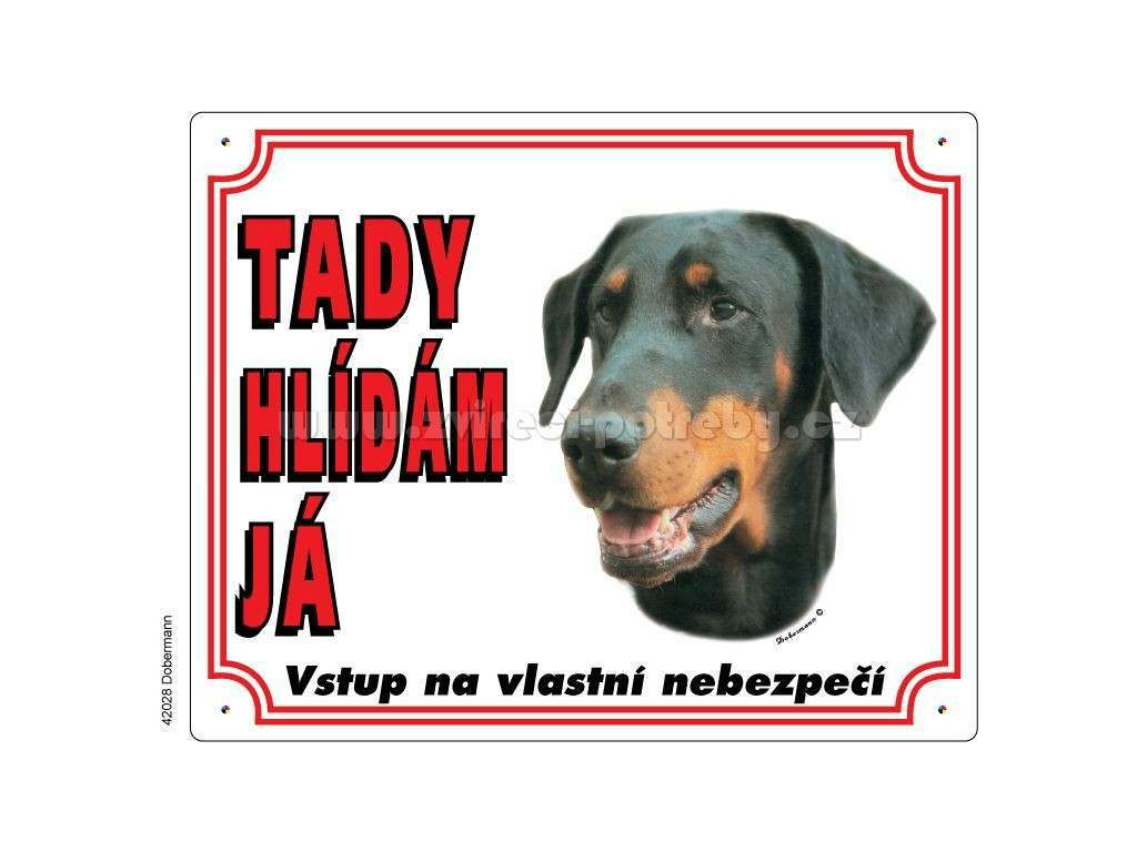 Výstražná plastová tabulka na plot Dobrman z kategorie Chovatelské potřeby a krmiva pro psy > Tabulky, samolepky > Psí tabulky na plot