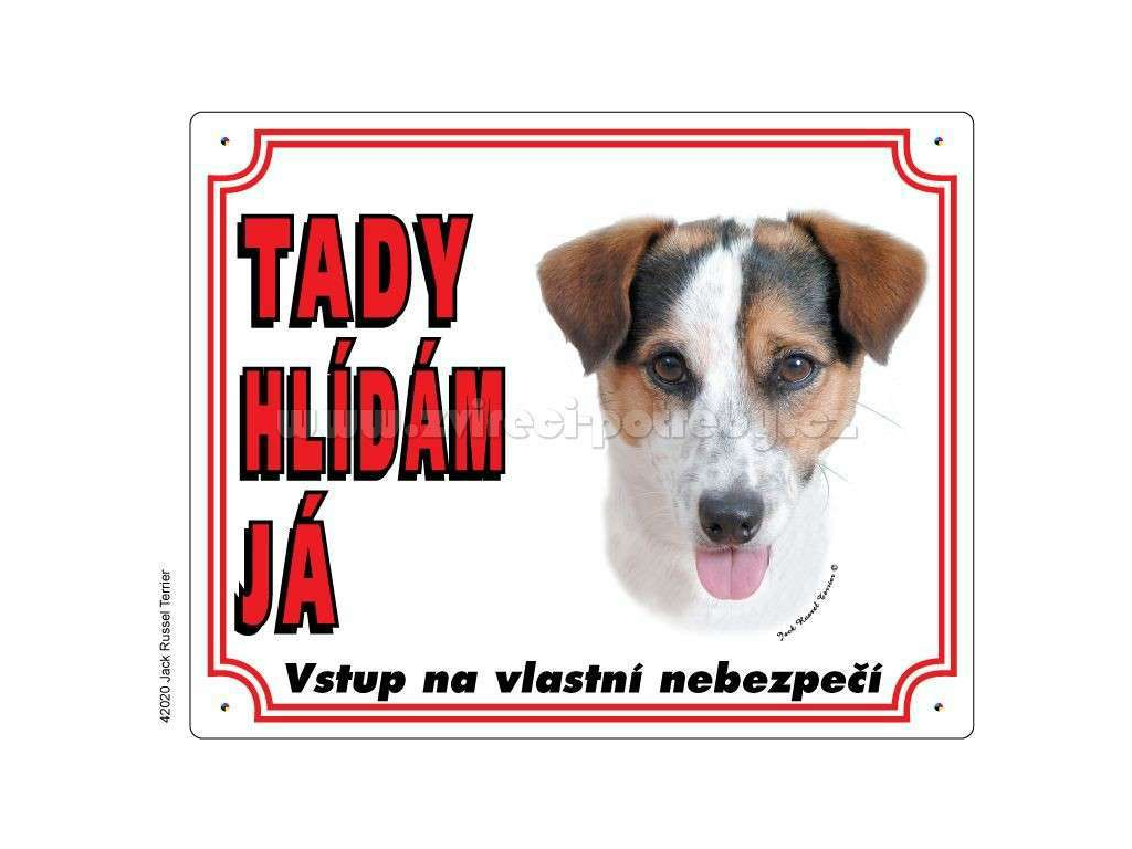 Výstražná plastová tabulka na plot Jack Russel terier hladkosrstý z kategorie Chovatelské potřeby a krmiva pro psy > Tabulky, samolepky > Psí tabulky na plot