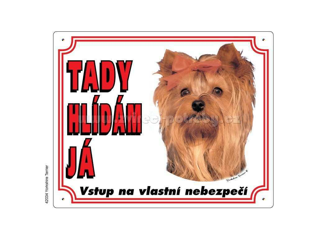 Výstražná plastová tabulka na plot Jorkšírský terier z kategorie Chovatelské potřeby a krmiva pro psy > Tabulky, samolepky > Psí tabulky na plot