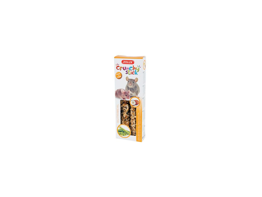 Pochoutka CRUNCHY STICK kokos/hrách pro myši Zolux z kategorie Chovatelské potřeby a krmiva pro hlodavce a malá zvířata > Pamlsky pro hlodavce