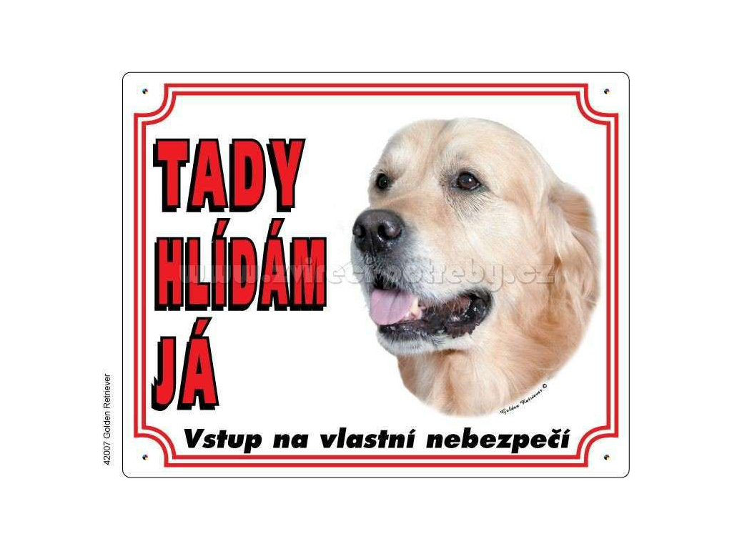 Výstražná plastová tabulka na plot Zlatý retriever z kategorie Chovatelské potřeby a krmiva pro psy > Tabulky, samolepky > Psí tabulky na plot