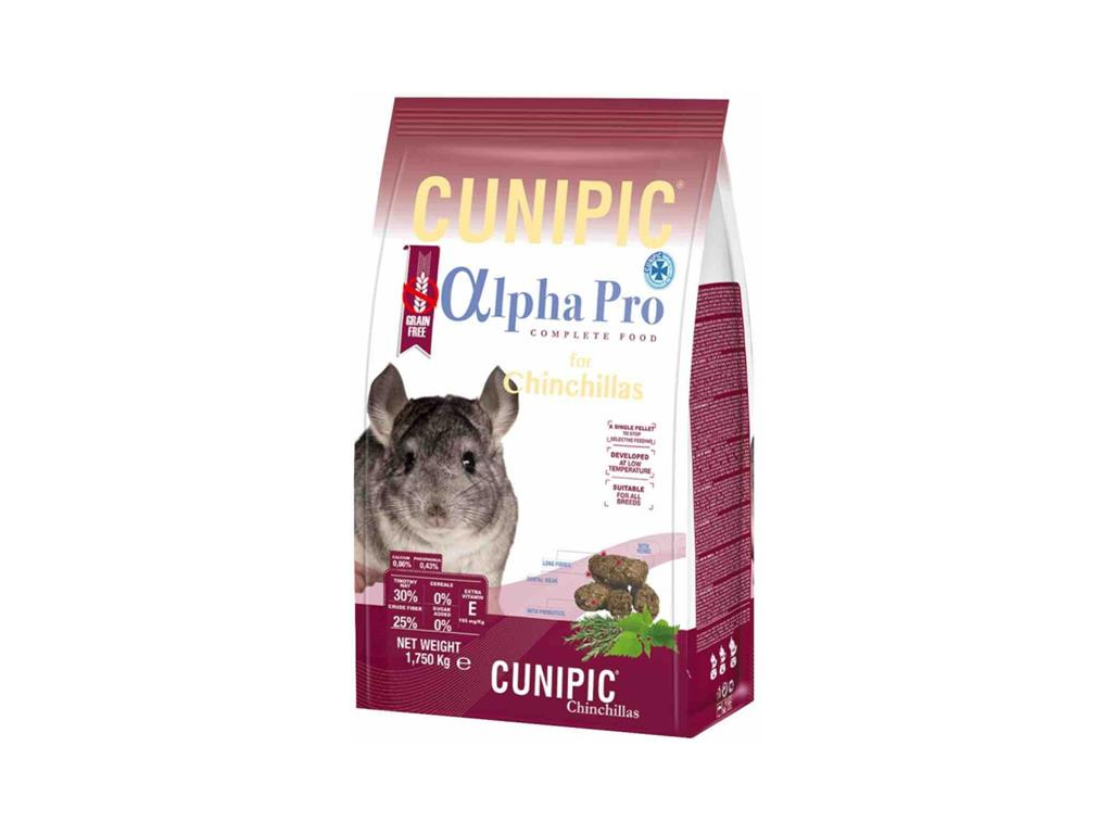 Cunipic Alpha Pro Chinchilla - činčila 1,75 kg z kategorie Chovatelské potřeby a krmiva pro hlodavce a malá zvířata > Krmiva pro hlodavce a malá zvířata