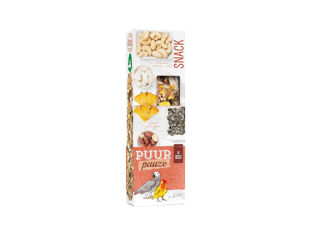 PUUR pauze pták-tyč. papoušek, ananas+ořechy 140 g z kategorie Chovatelské potřeby pro ptáky a papoušky > Pamlsky pro papoušky