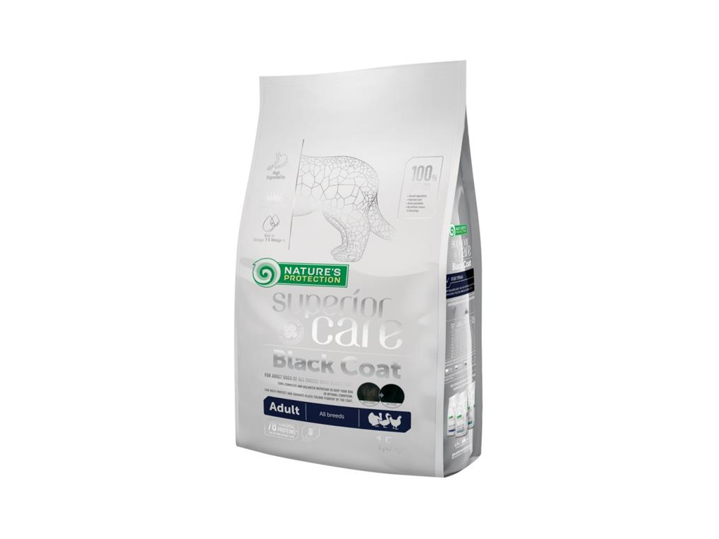 Nature's Protection Superior Care Dog Dry Black Coat Adult Poultry 1,5 kg z kategorie Chovatelské potřeby a krmiva pro psy > Krmiva pro psy > Granule pro psy