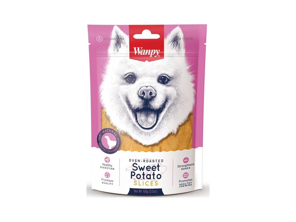 Wanpy Dog Sweet Potato Slice 100 g z kategorie Chovatelské potřeby a krmiva pro psy > Pamlsky pro psy > Funkční pamlsky pro psy