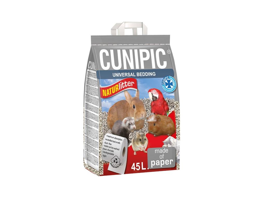 Podestýlka Naturlitter paper Cunipic 45 l z kategorie Chovatelské potřeby a krmiva pro hlodavce a malá zvířata > Podestýlky a steliva pro hlodavce