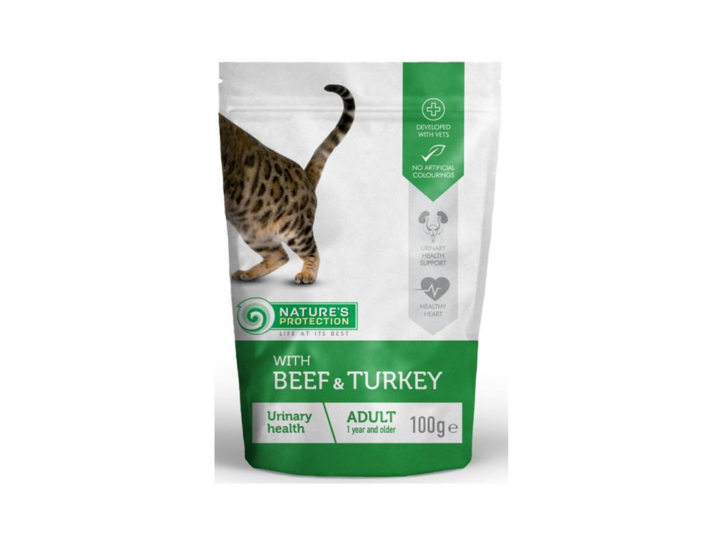 Nature's Protection Cat kapsička Urinary beef&turkey 100g z kategorie Chovatelské potřeby a krmiva pro kočky > Krmivo a pamlsky pro kočky > Kapsičky pro kočky