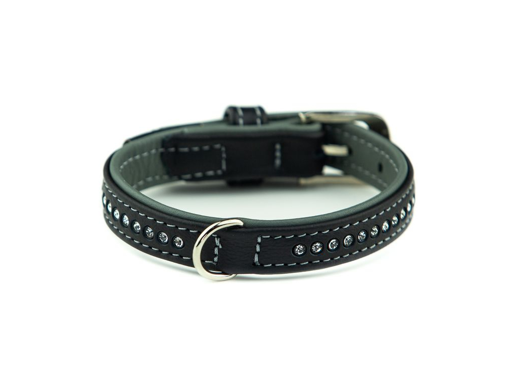 Nobby Pacific Deluxe obojek se Swarovski krystaly XS-S 32cm šedá z kategorie Chovatelské potřeby a krmiva pro psy > Obojky, vodítka a postroje pro psy > Obojky pro psy