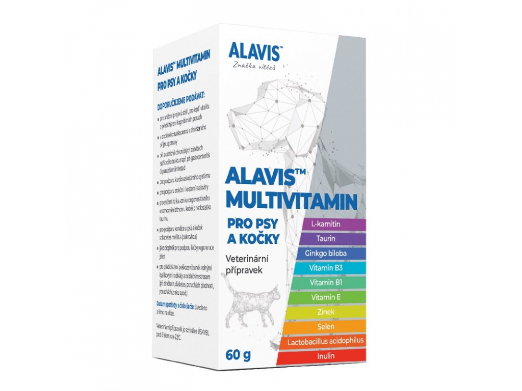 ALAVIS Multivitamin pro psy a kočky 60 g z kategorie Chovatelské potřeby a krmiva pro psy > Vitamíny a léčiva pro psy > Vitaminy a minerály pro psy