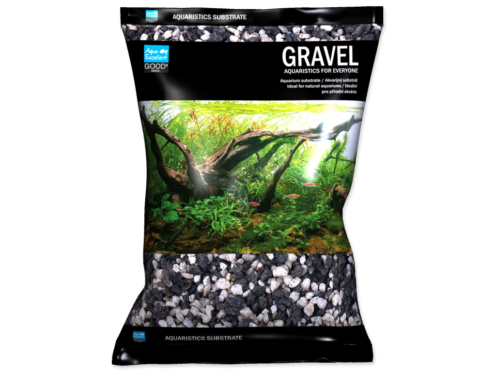 Drť AQUA EXCELLENT černá bílá 4-8 mm 3 kg z kategorie Akvaristické a teraristické potřeby > Písky a štěrky