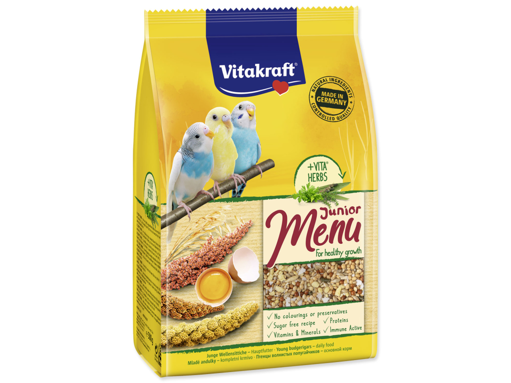 Vitakraft Menu Budgies Junior bag 500 g z kategorie Chovatelské potřeby pro ptáky a papoušky > Krmivo pro papoušky
