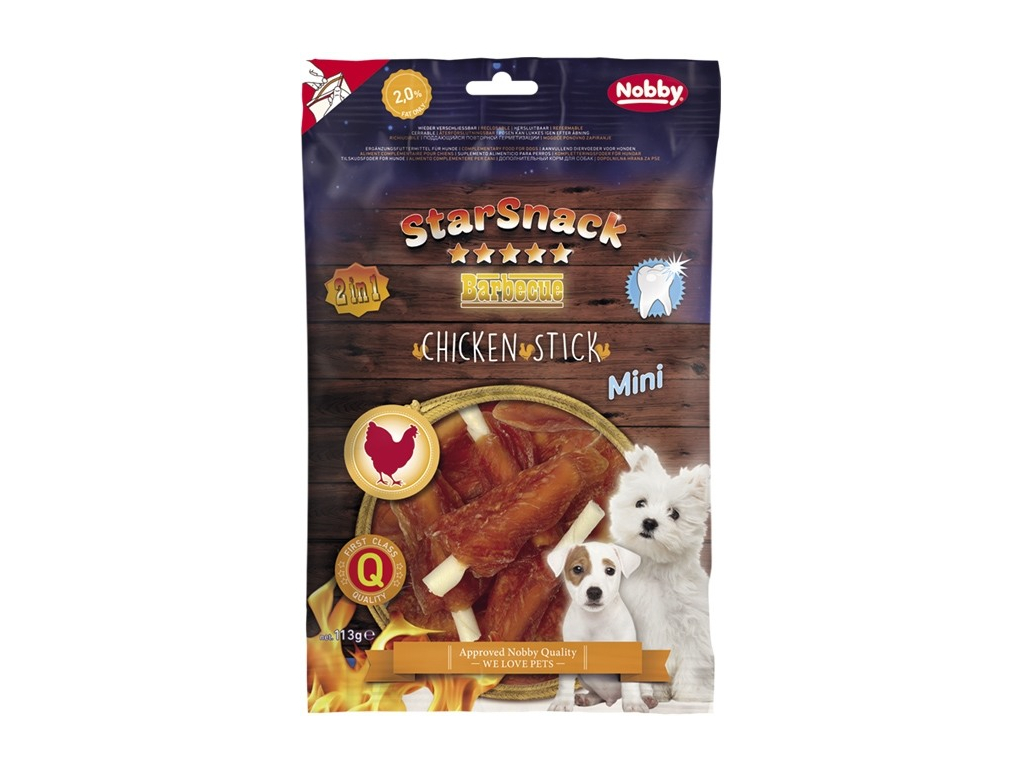 Nobby StarSnack BBQ Chicken Stick Mini kostičky s kuřecím masem 113g z kategorie Chovatelské potřeby a krmiva pro psy > Pamlsky pro psy > Sušená masíčka pro psy