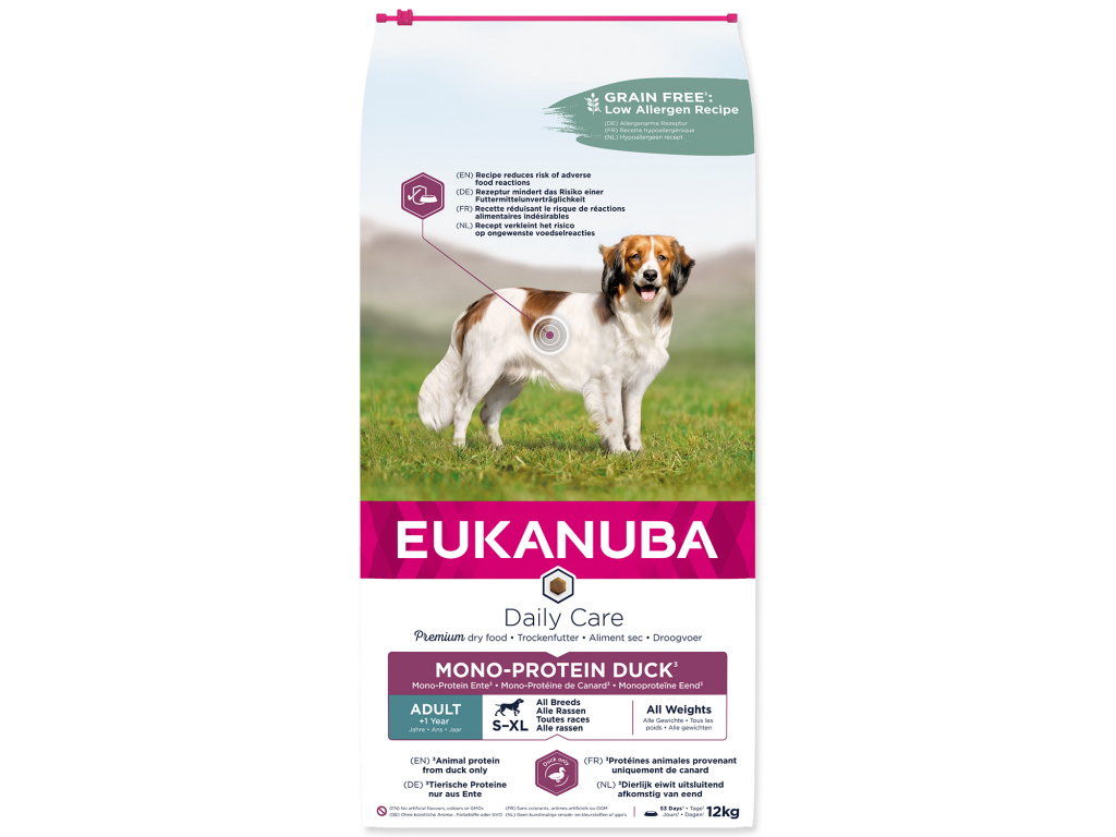Eukanuba Daily Care Adult Mono Protein Duck 12 kg z kategorie Chovatelské potřeby a krmiva pro psy > Krmiva pro psy > Granule pro psy