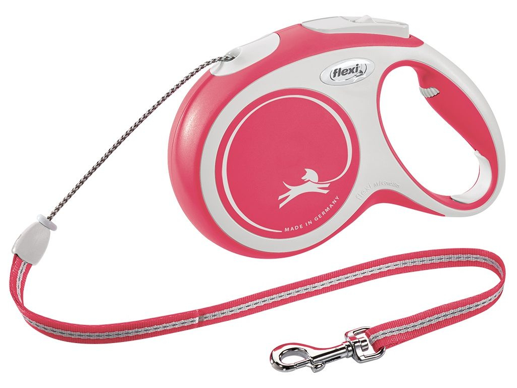 Flexi New Comfort M vodítko lanko 8m/20kg červená z kategorie Chovatelské potřeby a krmiva pro psy > Obojky, vodítka a postroje pro psy > Vodítka pro psy > Samonavíjecí vodítka pro psy