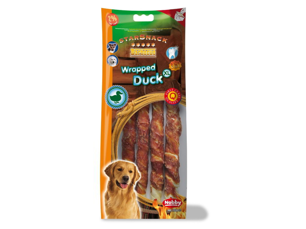 Nobby StarSnack Barbecue Wrapped Duck XL 25cm 253g z kategorie Chovatelské potřeby a krmiva pro psy > Pamlsky pro psy > Žvýkací pamlsky pro psy