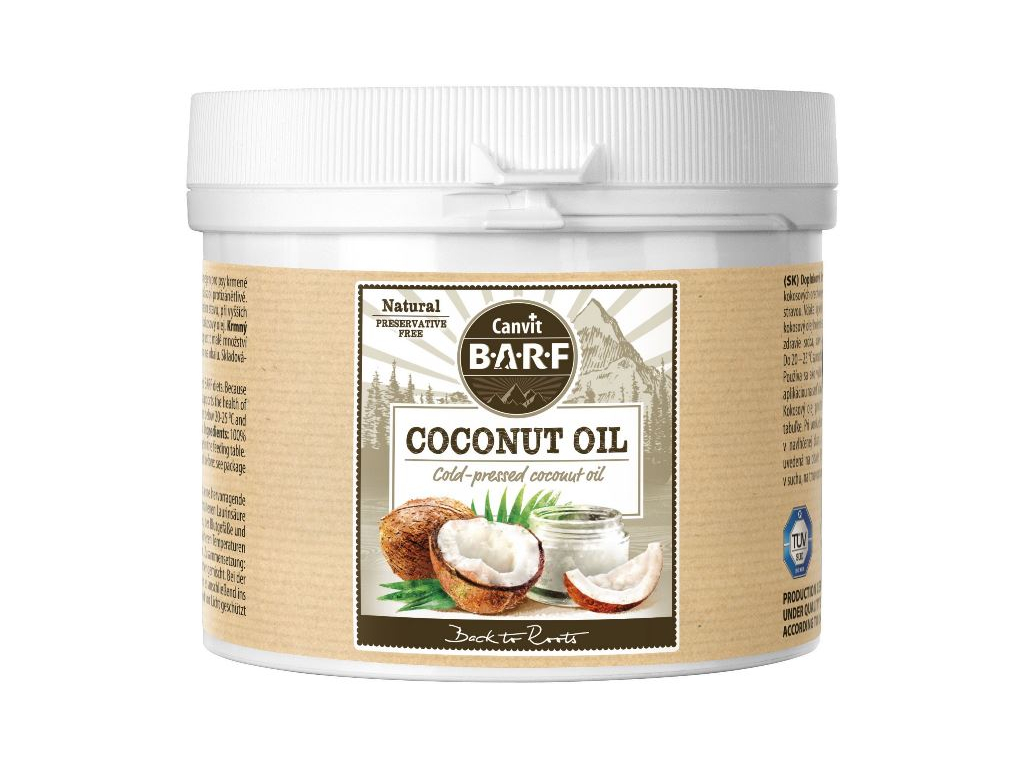 Canvit BARF Coconut Oil kokosový olej 600g z kategorie Chovatelské potřeby a krmiva pro psy > Krmiva pro psy > BARF pro psy