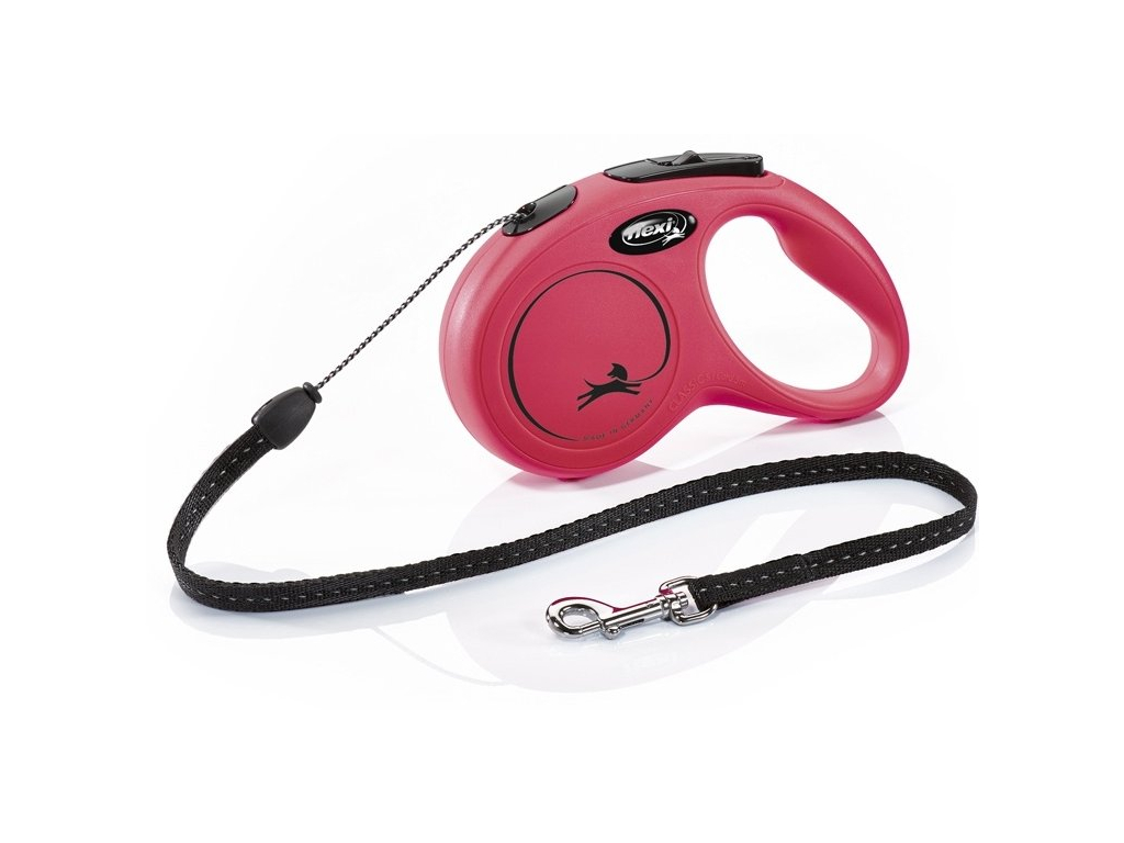 Flexi NEW CLASSIC S vodítko lankové 5m/12kg červená z kategorie Chovatelské potřeby a krmiva pro psy > Obojky, vodítka a postroje pro psy > Vodítka pro psy > Samonavíjecí vodítka pro psy