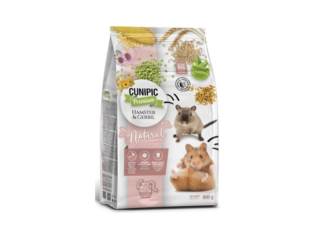 Cunipic Premium Hamster & Gerbil - křeček & pískomil 600 g z kategorie Chovatelské potřeby a krmiva pro hlodavce a malá zvířata > Krmiva pro hlodavce a malá zvířata