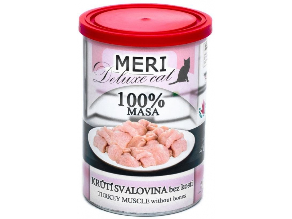 MERI Deluxe Cat krůtí svalovina bez kosti 400g z kategorie Chovatelské potřeby a krmiva pro kočky > Krmivo a pamlsky pro kočky > Konzervy pro kočky