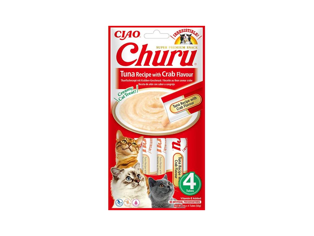 Inaba Churu cat snack tuňák s krabí příchutí 4x14g z kategorie Chovatelské potřeby a krmiva pro kočky > Krmivo a pamlsky pro kočky > Pamlsky pro kočky