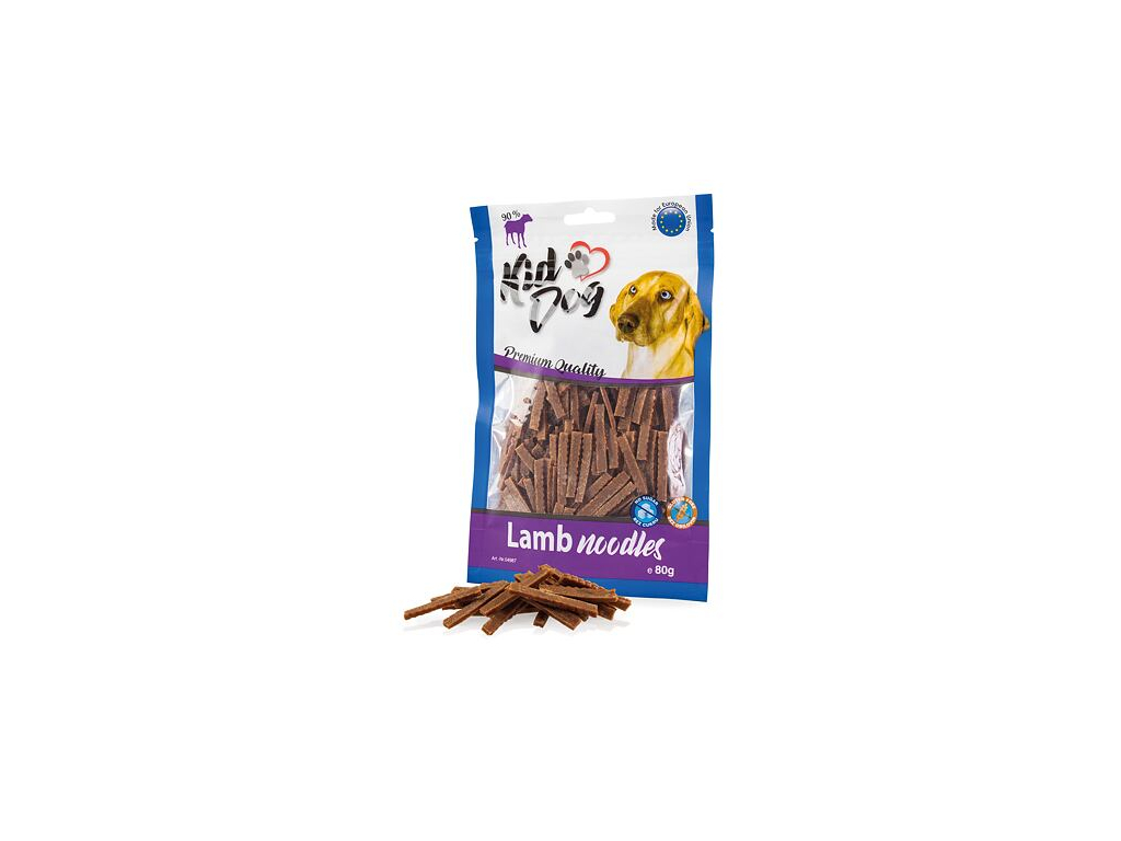 KIDDOG masové nudličky - jehněčí měkké pro malé psy a kočky 80 g z kategorie Chovatelské potřeby a krmiva pro psy > Pamlsky pro psy > Poloměkké pamlsky pro psy