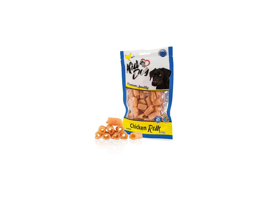 KIDDOG kuřecí trubičky řezané 80 g z kategorie Chovatelské potřeby a krmiva pro psy > Pamlsky pro psy > Poloměkké pamlsky pro psy
