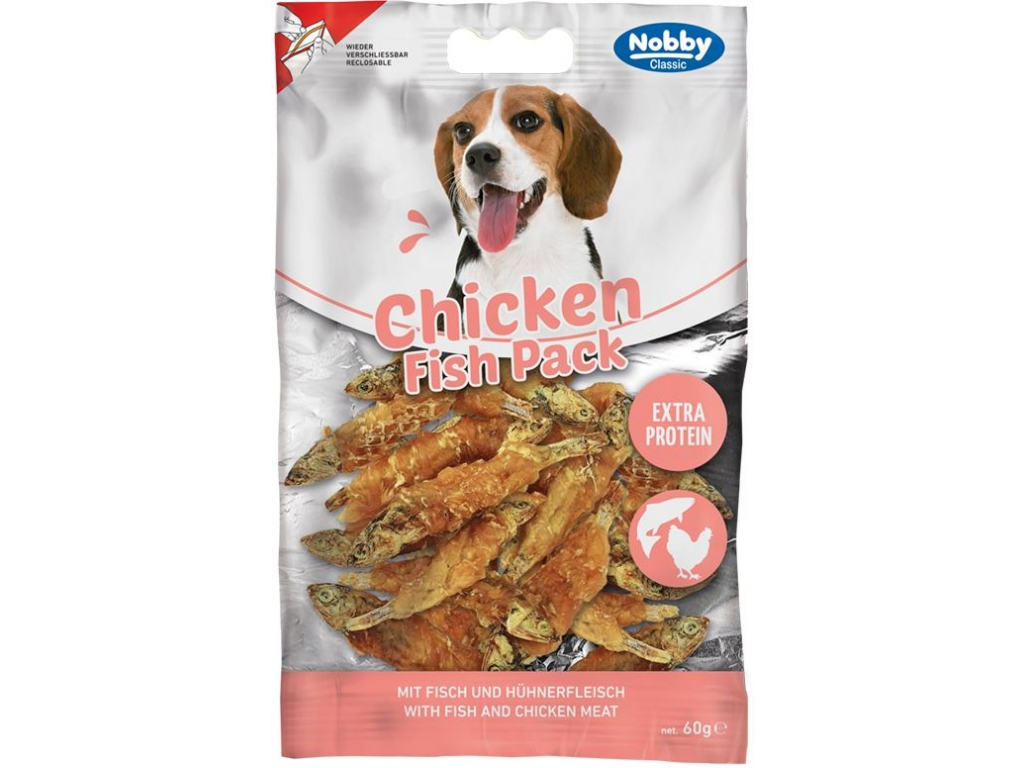 Nobby Classic Chicken Fish Pack rybičky s kuřetem 60g z kategorie Chovatelské potřeby a krmiva pro psy > Pamlsky pro psy > Sušená masíčka pro psy