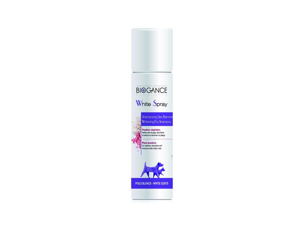 Biogance White spray -suchý šampon na bílou srst 300 ml z kategorie Chovatelské potřeby a krmiva pro psy > Hygiena a kosmetika psa > Šampóny a spreje pro psy