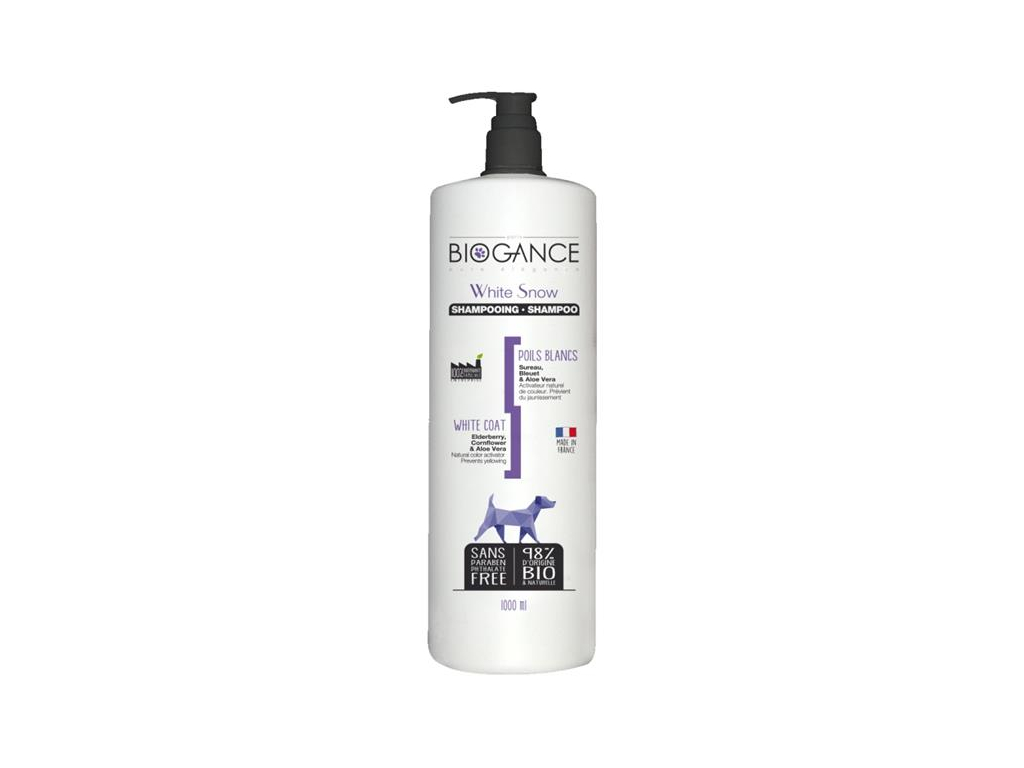 Biogance šampon White snow -pro bílou/světlou srst 1l z kategorie Chovatelské potřeby a krmiva pro psy > Hygiena a kosmetika psa > Šampóny a spreje pro psy