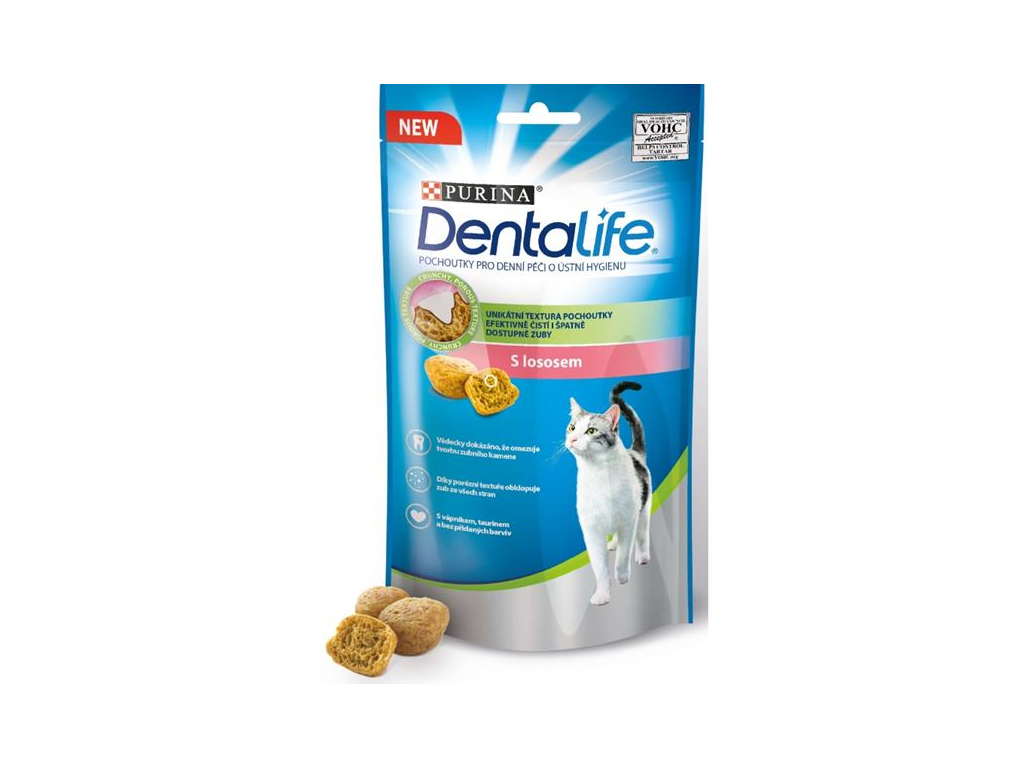 Purina DentaLife Cat salmon 40 g z kategorie Chovatelské potřeby a krmiva pro kočky > Krmivo a pamlsky pro kočky > Pamlsky pro kočky