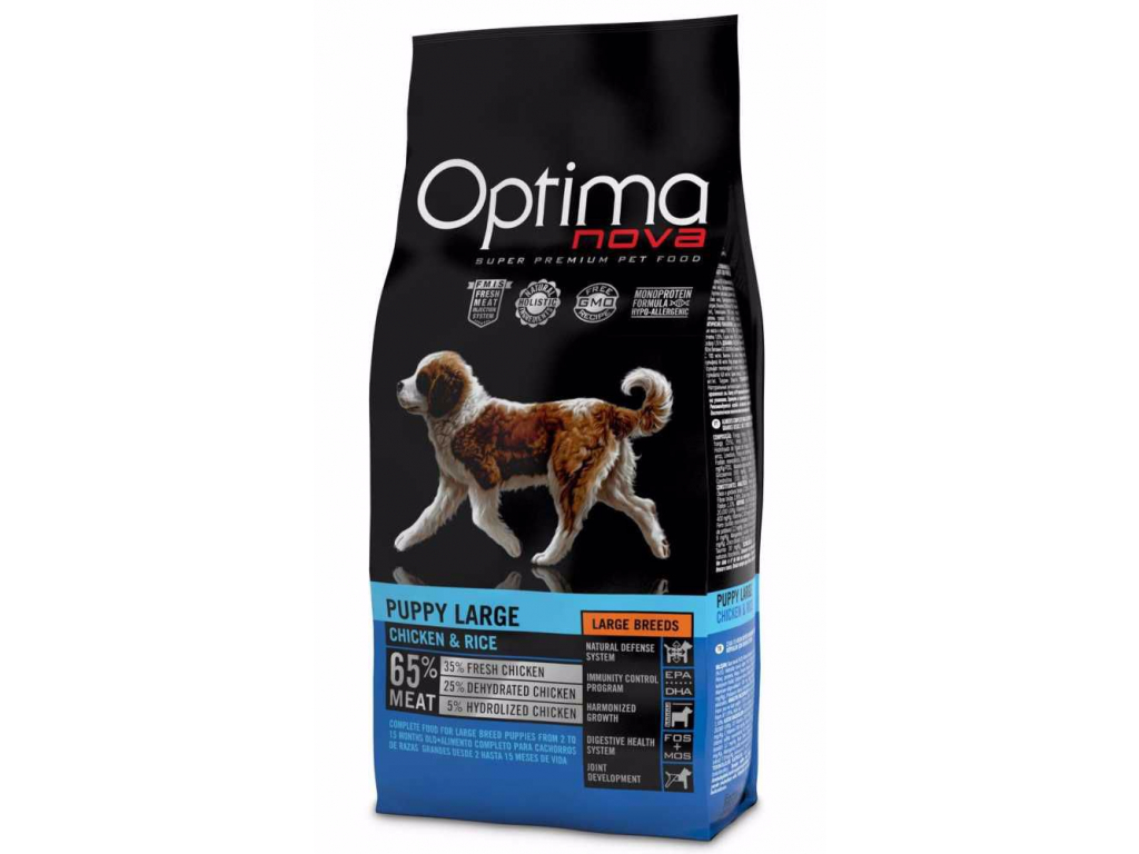 OPTIMAnova Dog Puppy Large Chicken & Rice 12 kg z kategorie Chovatelské potřeby a krmiva pro psy > Krmiva pro psy > Granule pro psy